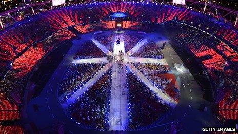 Olympic stadium during the closing ceremony