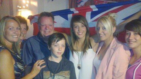 Jade Jones with her mother Jayne (far left), grandfather Martin Foulkes, and other friends and family members at a party to wish her luck before London 2012