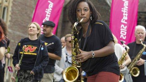 YolanDa Brown takes part in Sax Machine