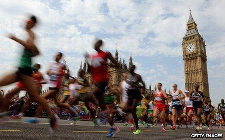 Athletes running at Westminster