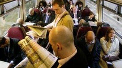 Commuters on a train