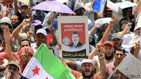 People celebrate the election of Mohammed Mursi in Tahrir Square