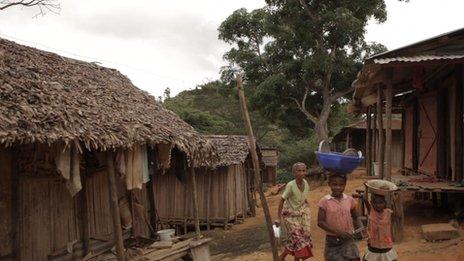 A village scene in Madagascar