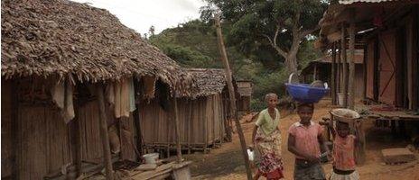 A village scene in Madagascar