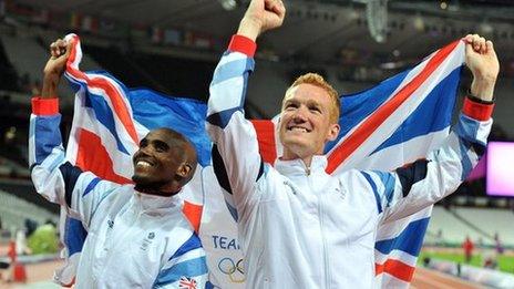 Team GB gold medallists Mo Farah and Greg Rutherford