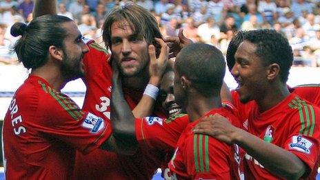 Swansea players celebrate