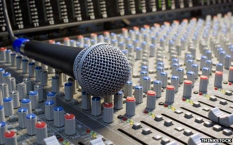 Microphone on mixing desk