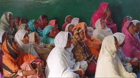 Christians at a church service in minister Shahbaz Bhatti's family village of Khushk Pur in Punjab