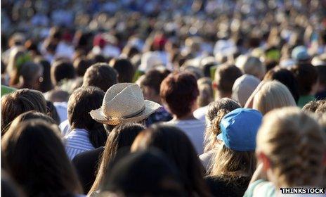 Crowd of people pictured from behind