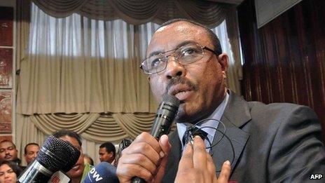 Ethiopia's Deputy Prime Minister Hailemariam Desalegn at a news conference in Addis Ababa on 17 August 2012