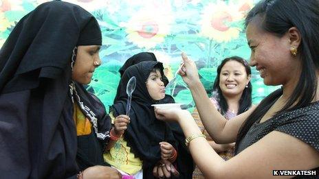 Muslims and north-eastern Indians celebrated Eid in Bangalore on 20 August 2012