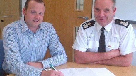 North Wales Police chief constable Mark Polin with his tutor, Arwel Owen