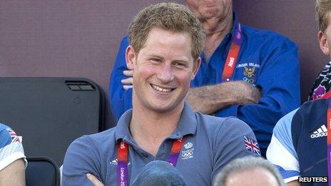 Prince Harry watching the Olympics beach volleyball