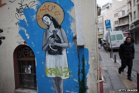 Austerity related graffiti in Athens