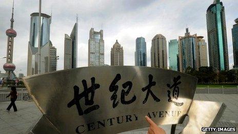 View of the Pudong financial district which is home to China's main Stock Exchange and many leading banks in Shanghai