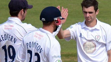 David Wainwright takes a wicket