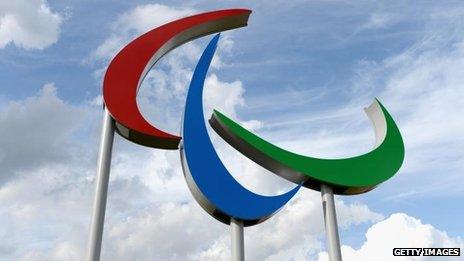 Paralympics symbol outside Velodrome in London