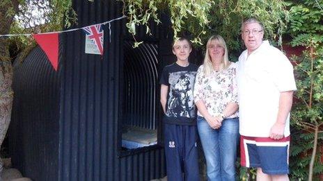 The Rands family with their air raid shelter