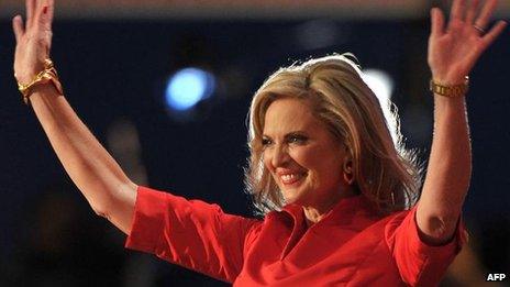 Ann Romney, wife of Republican presidential nominee Mitt Romney, at the Republican National Convention on 28 August 2012