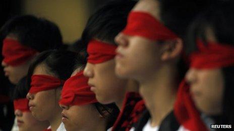 Students protesting against new China compulsory education, 28 August