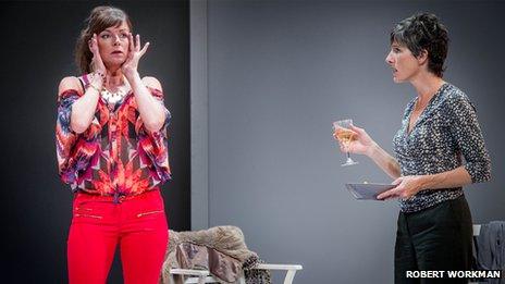 Doon Mackichan and Tamsin Greig (Hilary) in Jumpy (Picture: Robert Workman)