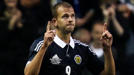 Jordan Rhodes in action for Scotland