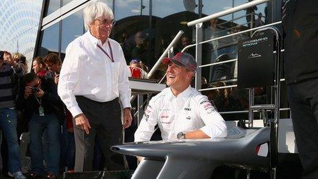 Bernie Ecclestone and Michael Schumacher