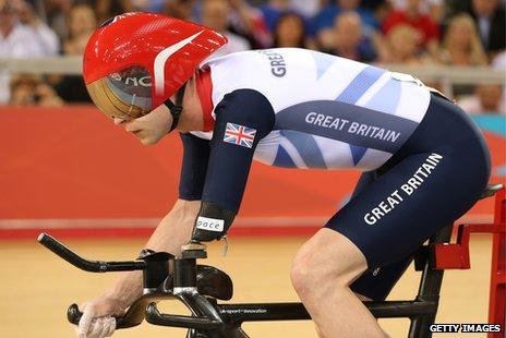 Ex-RAF serviceman Jon-Allan Butterworth competing at the velodrome