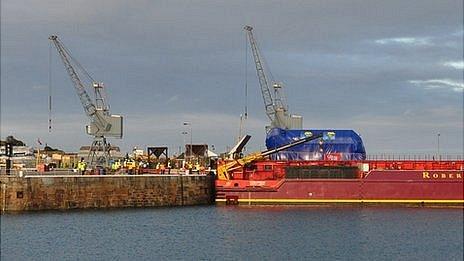 Barge Terra Marique offloading Guernsey Electricity generator