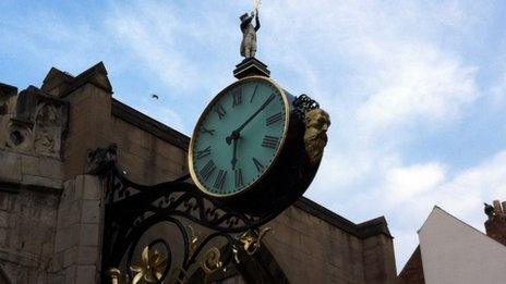 Restored clock at St Martin's York