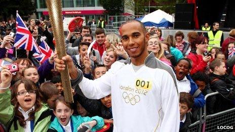 Lewis Hamilton with fans in Luton