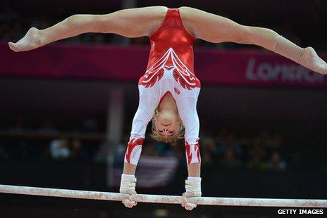 Russian gymnast Anastasia Grishina at London 2012 Olympics