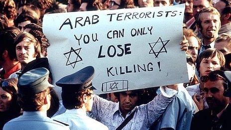 Anti-terrorist protest, Munich Olympics, 1972