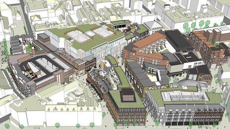 Aerial view of Royal Exchange plans