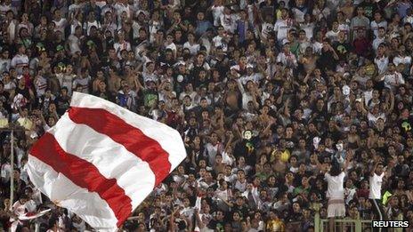 Fans of Cairo's Zamelek and Ghana's Bekerem Chelsea at an African Champions League match in Cairo on 1 Sept 2012