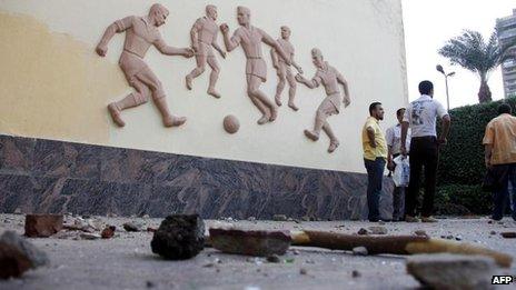 Debris at the Egyptian Football Association in Cairo (5 Sept 2012)