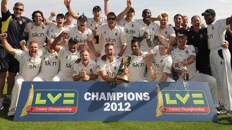 Warwickshire celebrate the County Championship