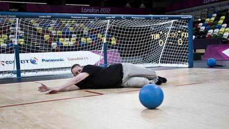 Damon Rose tries his hand at goalball