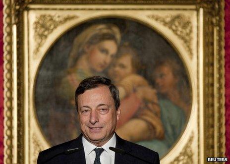 ECB chief Mario Draghi speaking at a ceremony in Potsdam, Germany, 7 September