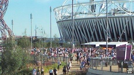 Fans in the Olympic Park on Saturday