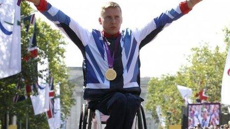 David Weir celebrates winning Paralympics marathon gold