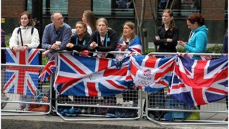 Crowds gathering for parade