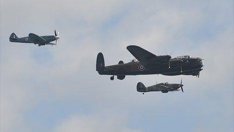 Battle of Britain Memorial Flight displays over Guernsey