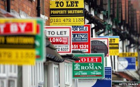 'To let' signs on properties