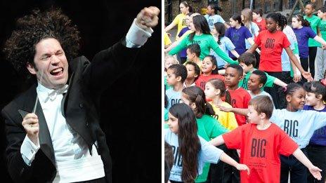 Images from London 2012 Festival: The Big Concert by Gustavo Dudamel and Simon Bolivar Symphony Orchestra of Venezuela and the Big Dance world record attempt