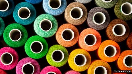 Reels of coloured cotton