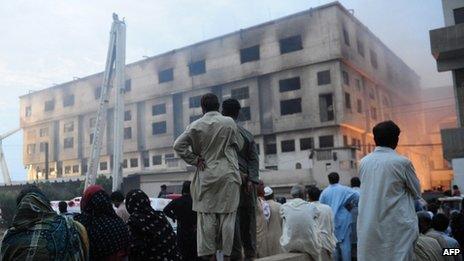 Garment factory fire in Karachi