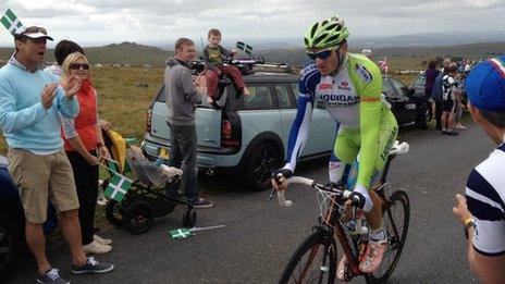 Tour of Britain cycle race in Merrivale, Devon