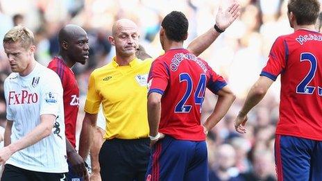 Peter Odemwingie is dismissed by referee Roger East