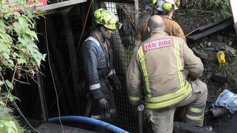 Rescuers at the Gleision Colliery